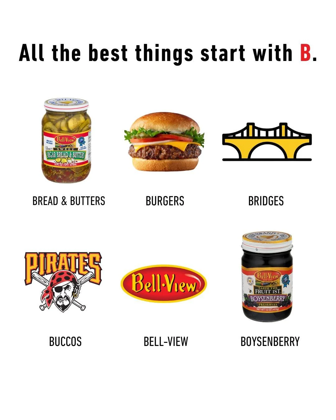 Bell-View, bread &amp; butters, boysenberries, bridges &amp; burgers&hellip; what&rsquo;s better than this? 🥒🍔🌉❤️

Just another perfect Pittsburgh spread! 😉

#pittsburghpa #bellviewfoods #since1930