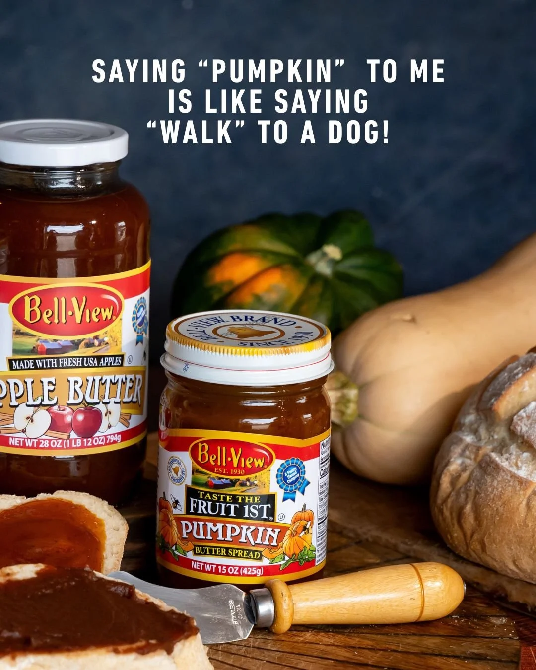 Pumpkin season? Say less. 🎃 

We&rsquo;ll take ours by the jar. 

And with 15% off all orders during our Fall Sale, there&rsquo;s never been a better time to stock up on your favorite fall flavors. 

#BellViewFoods #Since1930 #PumpkinButter #FallFla