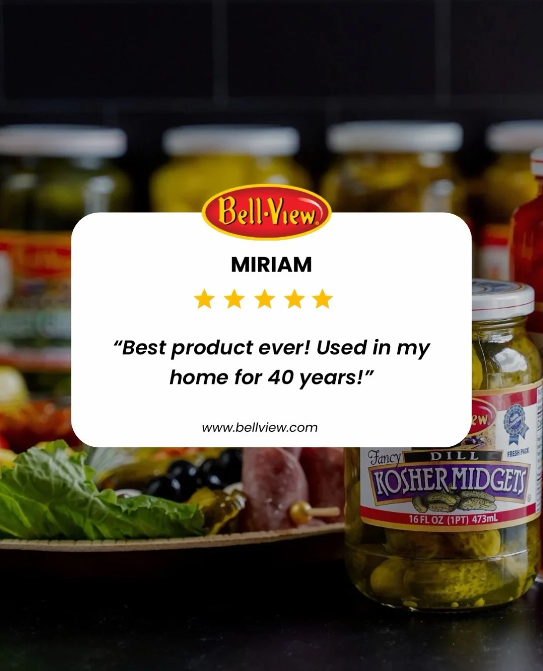 40 years of Bell-View love! 🥒

There&rsquo;s a reason some favorites stand the test of time. Thank you Miriam, for making Bell-View part of your home for four decades! 

#Bellviewfoods #since1930 #pittsburghpa