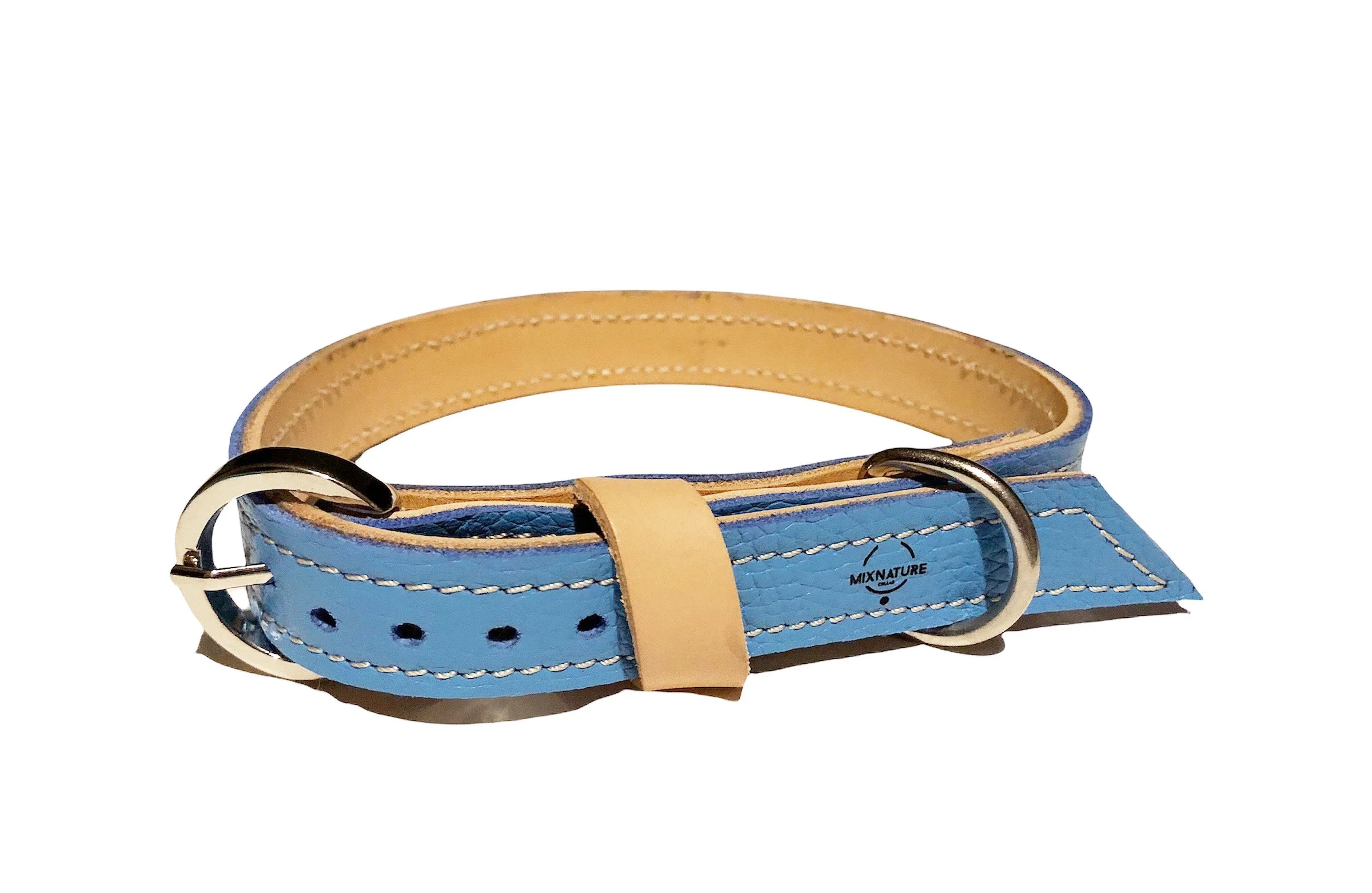 Pastel blue leather collar