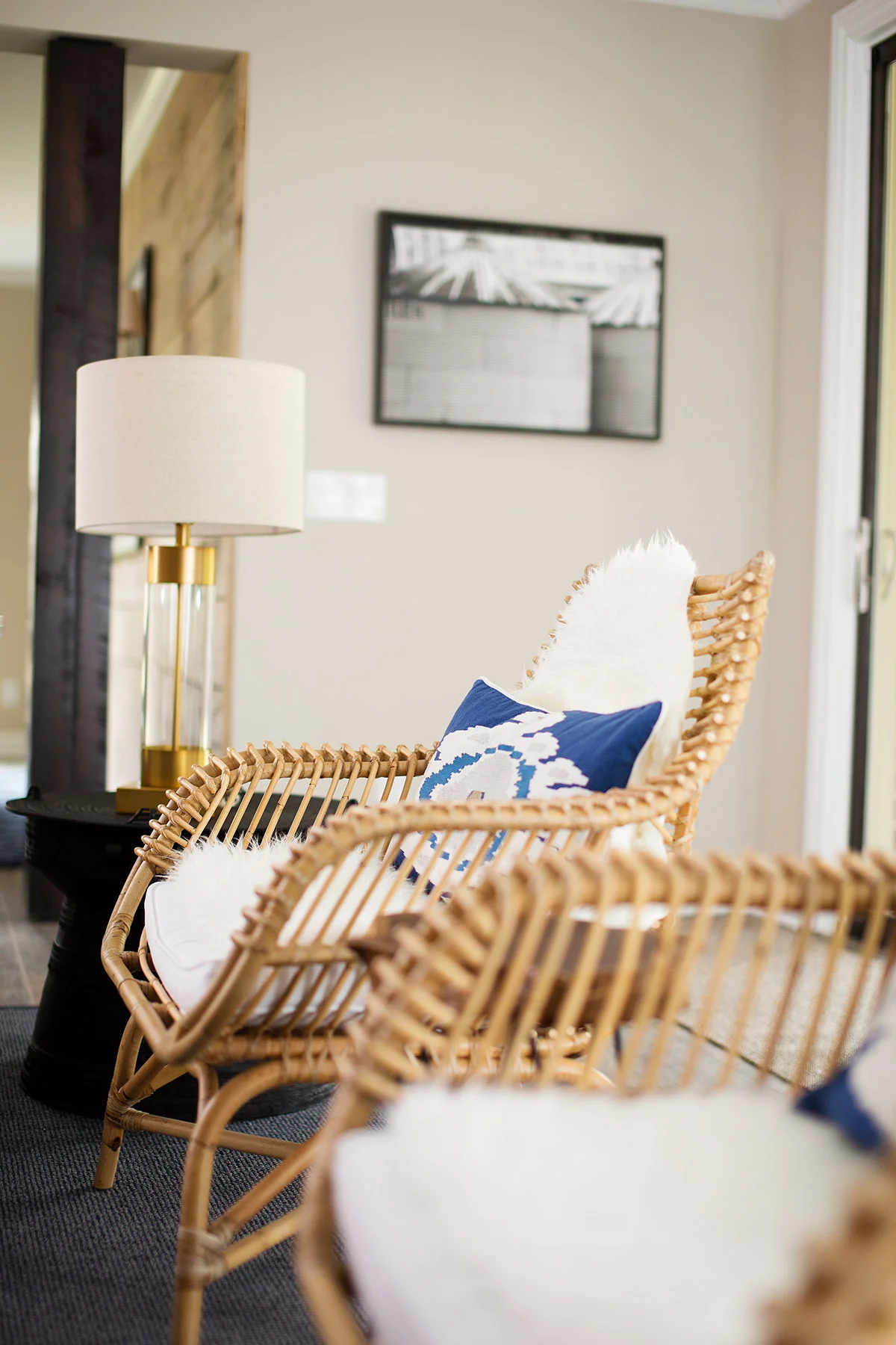 Rattan chairs in casual basement