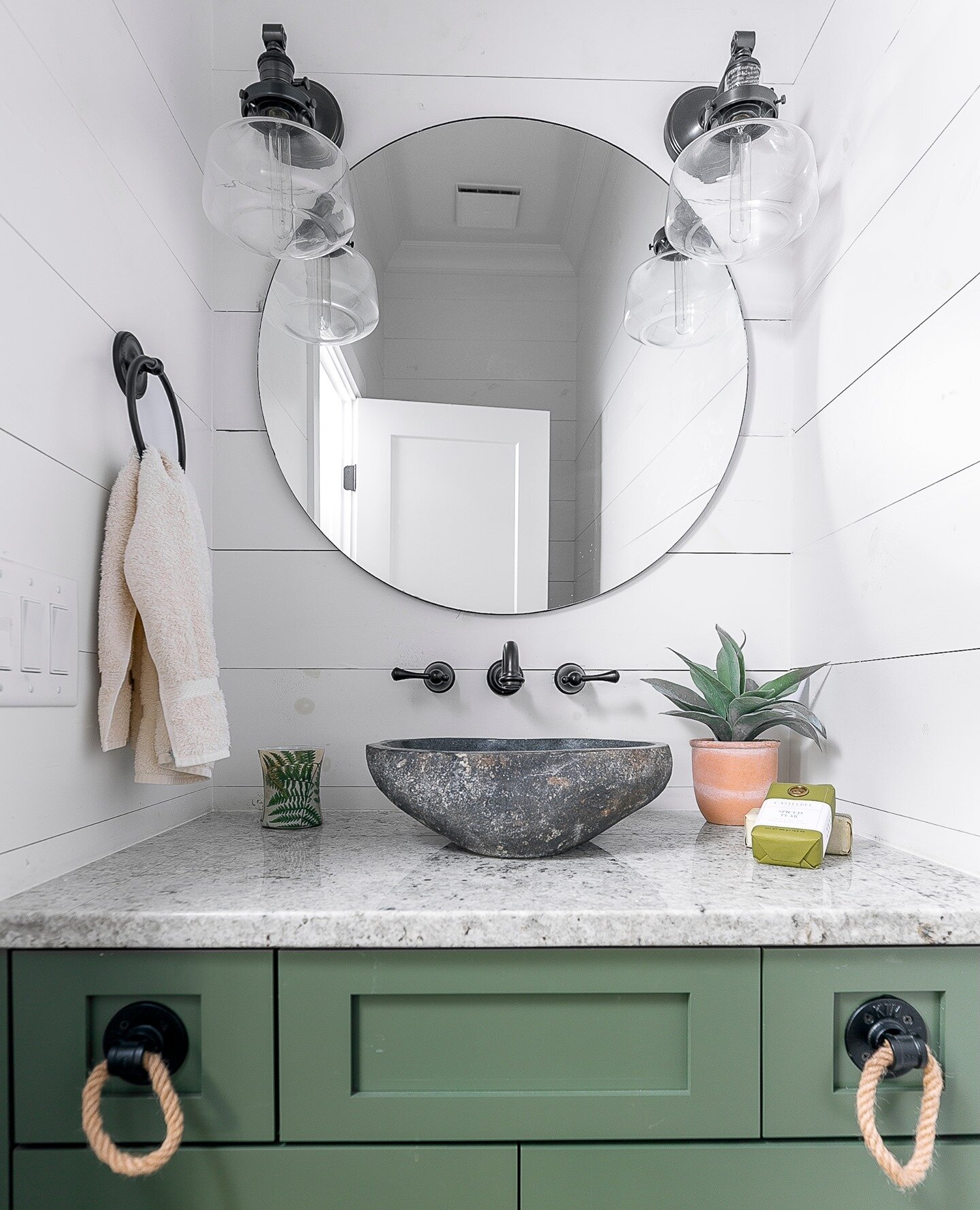 Although usually quite small, powder bathrooms should never be looked over. They're the perfect space to add a bit of fun to any home. This powder bath from our Lake Oconee project is the perfect example. In this case, the homeowner's wanted to pay h