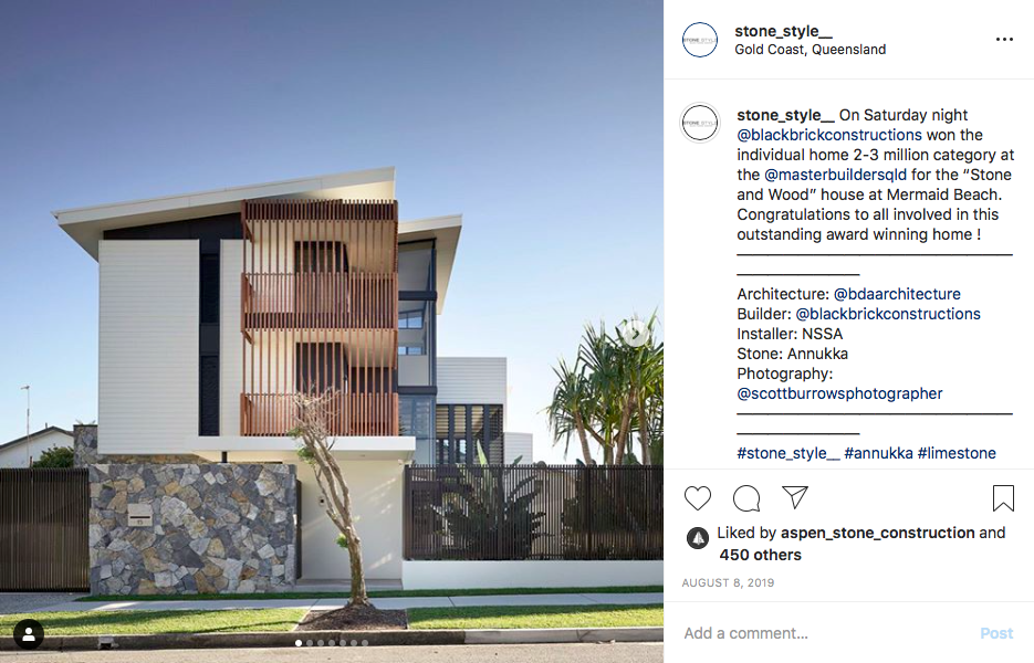 Unsurprisingly, this Mermaid Beach house has ranked as our top 3 most-liked images of 2019 featuring our Annuka stone. Attention to detail is everything when it comes to stone and the stone masons were put to the test creating the perfect stone walls to add texture and visual interest both inside and out.