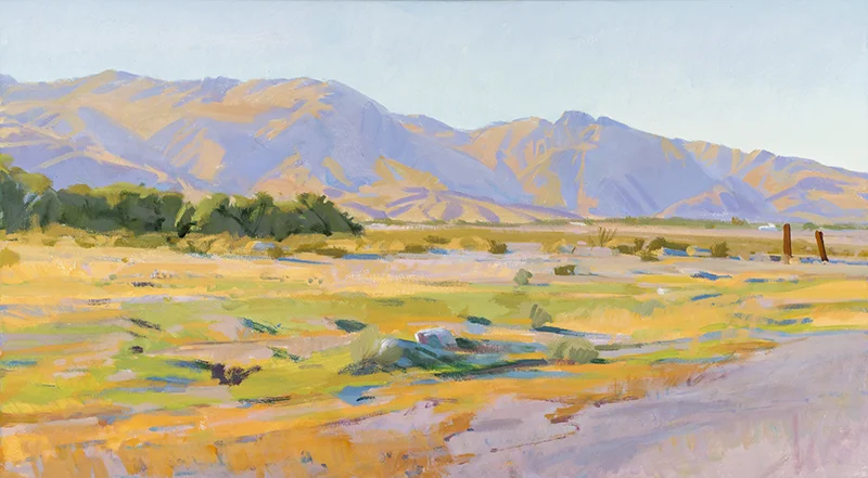 “Last Light, Indian Peak,” painted near Borrego Springs, California. Located in the Sonoran Desert, the hottest desert in North America.