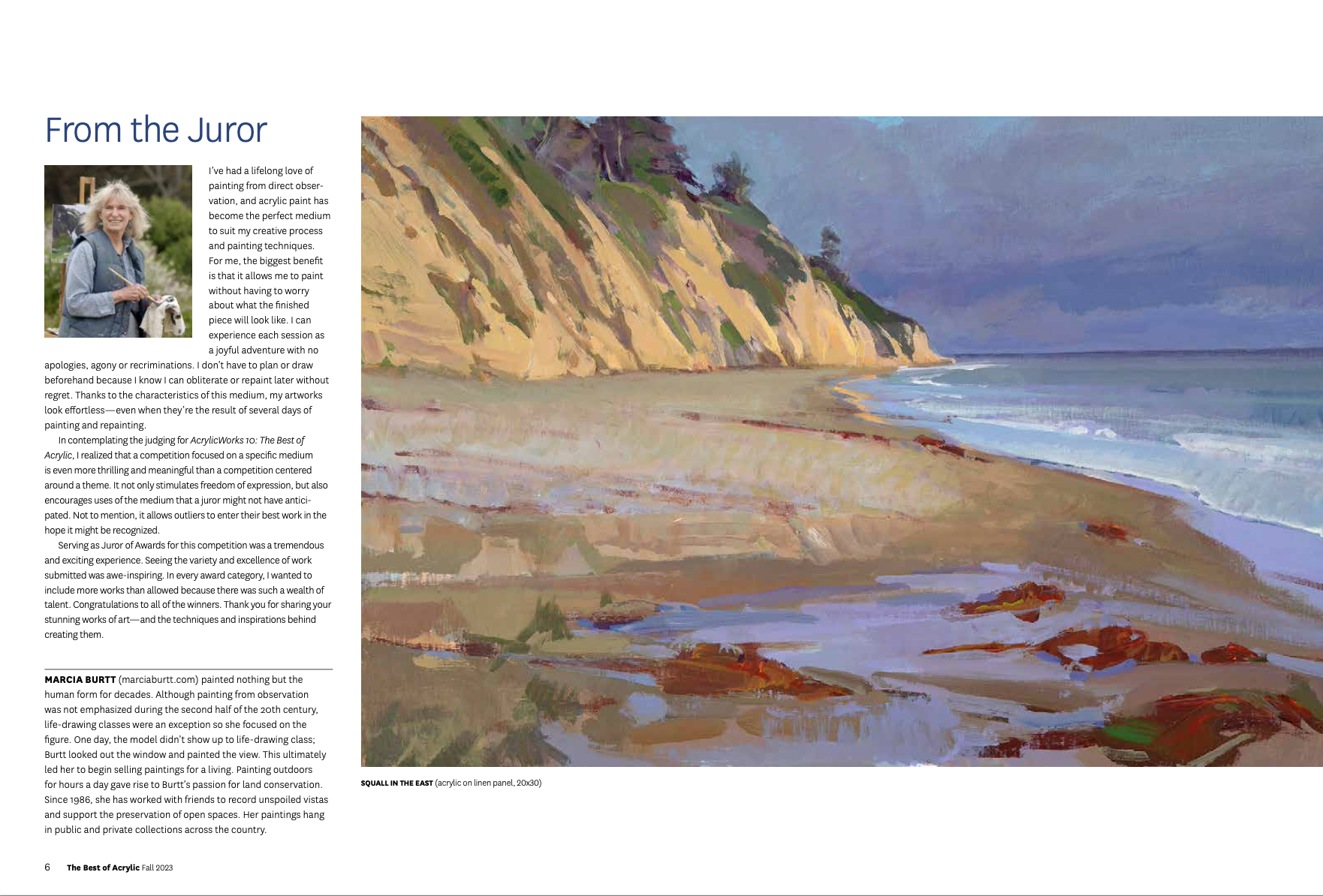 Marcia Burtt was the juror for "Best of Acrylics" Fall 2023 issue