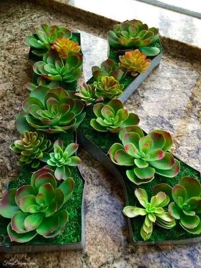 faux succulents letter display box