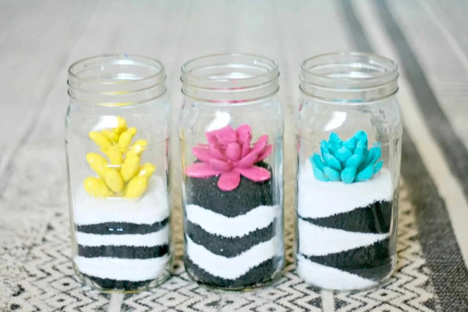 succulents display arrangement with faux succulents