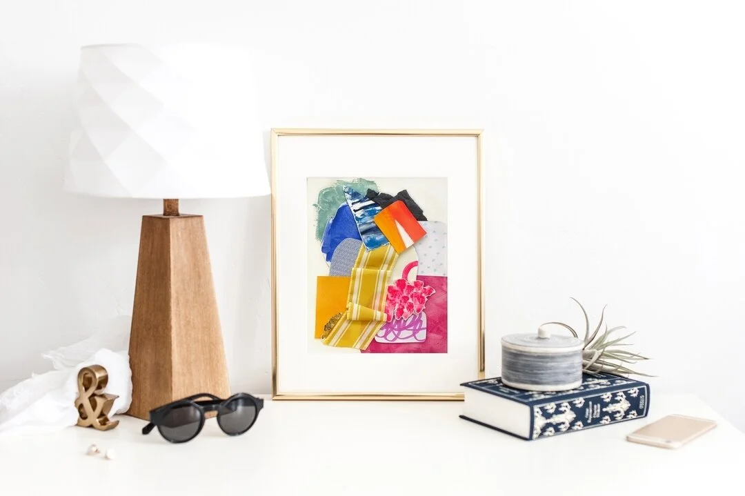 experimenting with textiles  in &ldquo;after party&rdquo; - 9&rdquo; x 12&rdquo; mixed media on paper