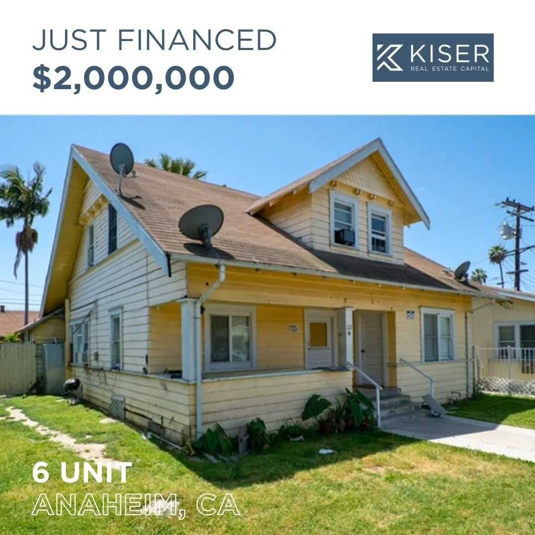 Just Financed | 6-unit | Anaheim, CA 

Loan Amount: $2,000,000
LTV/LTC: 80%
Prepay: None
Transaction Type: Acquisition (Bridge Financing)
Highlights: Max leverage, financed renovations, and ADU construction. Closed in 17 days.

Reach out today for a 