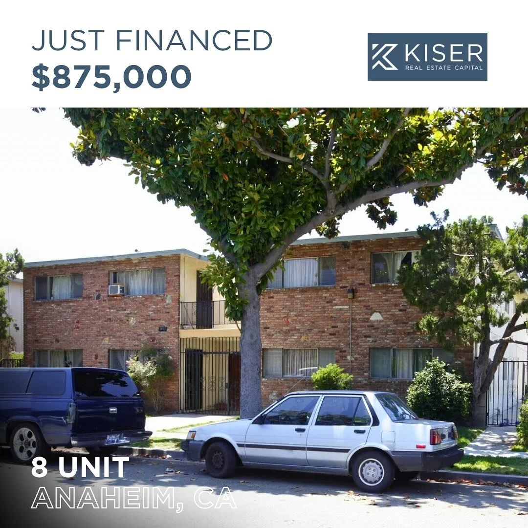 Just Financed | 8 unit | Anaheim, CA
 
Transaction Highlights
Loan Amount: $875,000
Fixed: 3 Years
Transaction Type: Cash Out Refinance
Program Highlights: Interest only 3 years, reduced prepay 3-1-1%, non-recourse, assumable, rates today start in th