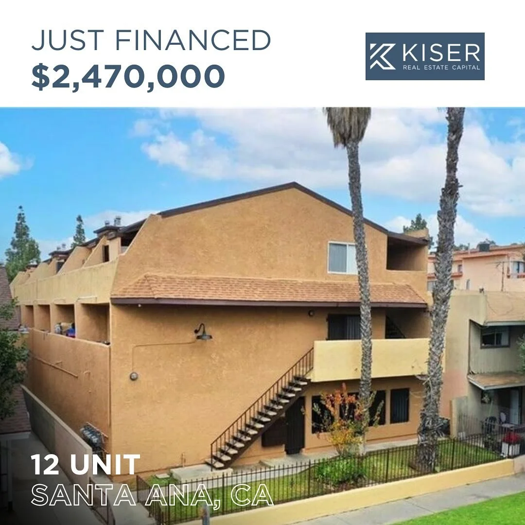 Just Financed | 12 unit | Santa Ana, CA

Transaction Highlights
Loan Amount: $2,470,000
Rate: 5.50%
Fixed: 5 Years Interest Only
Transaction Type: Cash Out Refinance
Program Highlights: Reduced prepay 3-2-1-1-1%, non-recourse, 70% LTV, assumable. 

K