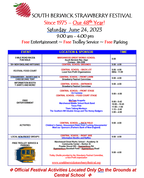 Schedule — South Berwick Strawberry Festival