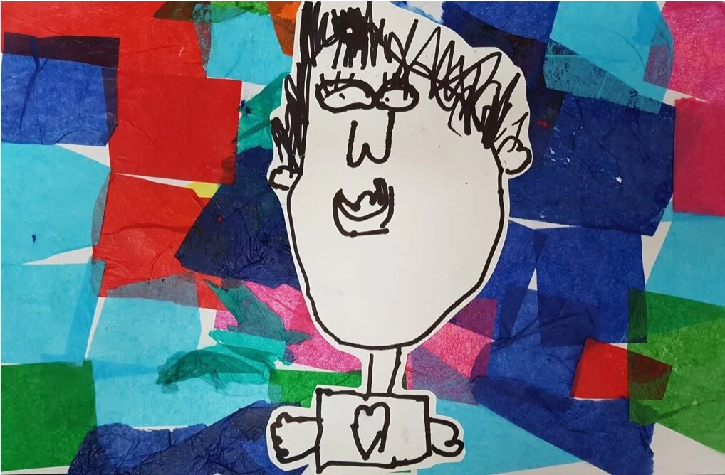Self-Portrait Drawings on Collage