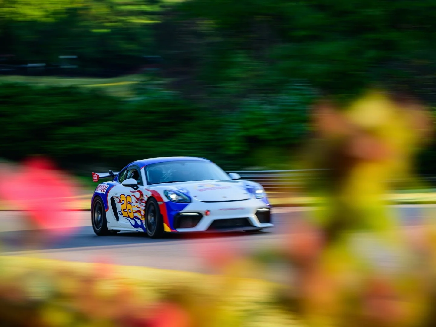Shake n&rsquo; Bake baby!!🏎️💨🔥

Ricky Bobby themed @porsche GT4 Clubsport designed &amp; installed in-house out ripping it at @barbermotorpark!🏁

Ready to look this good on or off track? Your  transformation starts with a quick call!
📲 +1.954.30