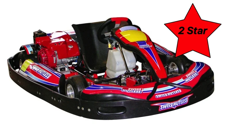 Drivers seeking more of a thrill and challenge, will have to qualify to be able to drive the 2 star kart. Additional costs do apply.