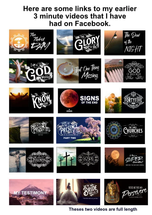Links to my Facebook 3 Minute Videos