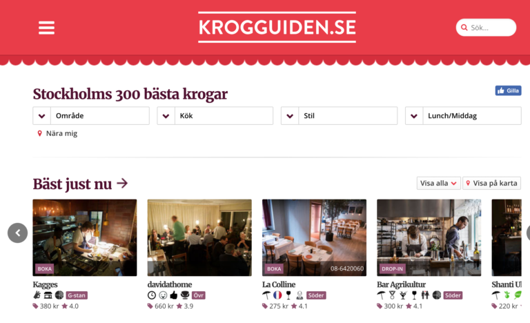 Krogguiden ranks Stockholm's 300 best restaurants.