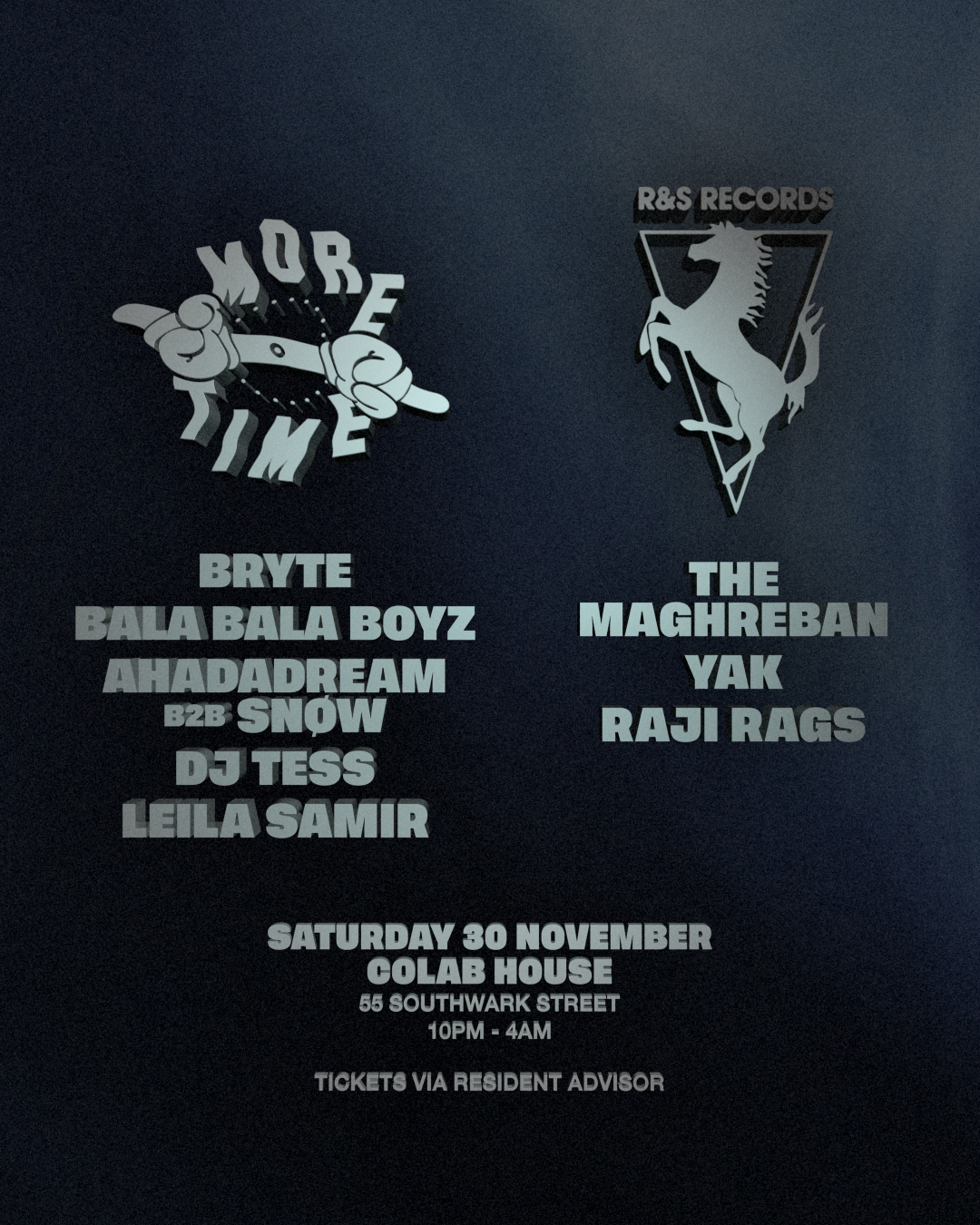 MORE TIME vs R&amp;S RECORDS PARTY ANNOUNCED - NOV 30TH, LDN