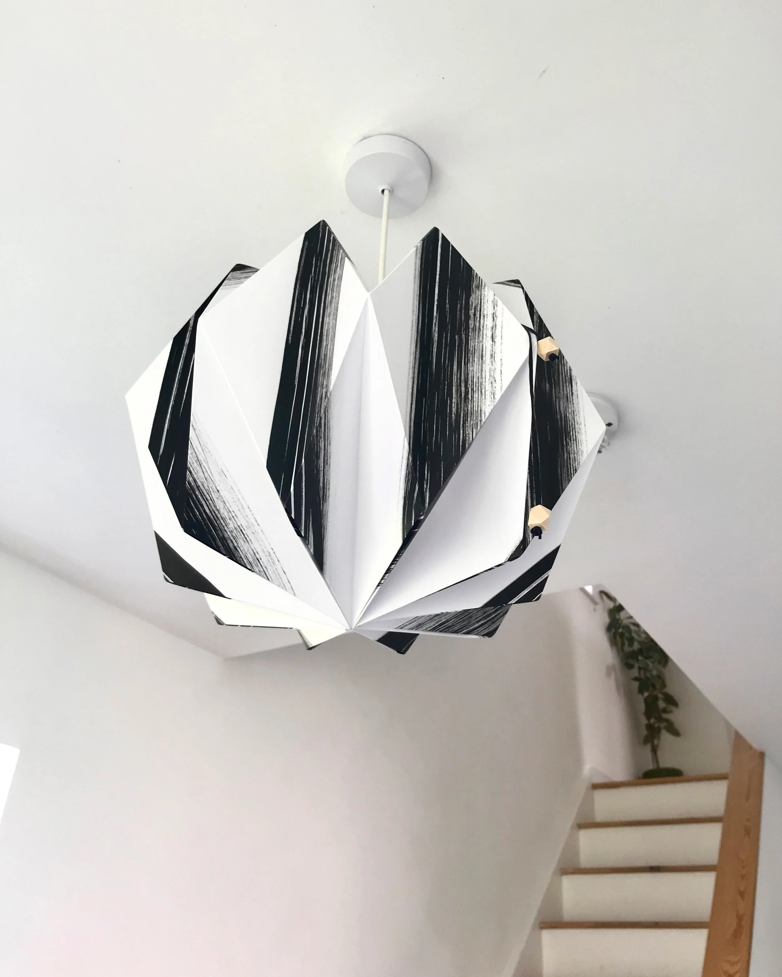 OBLIQUE large lamp shade hand painted brush stripe (Unique)