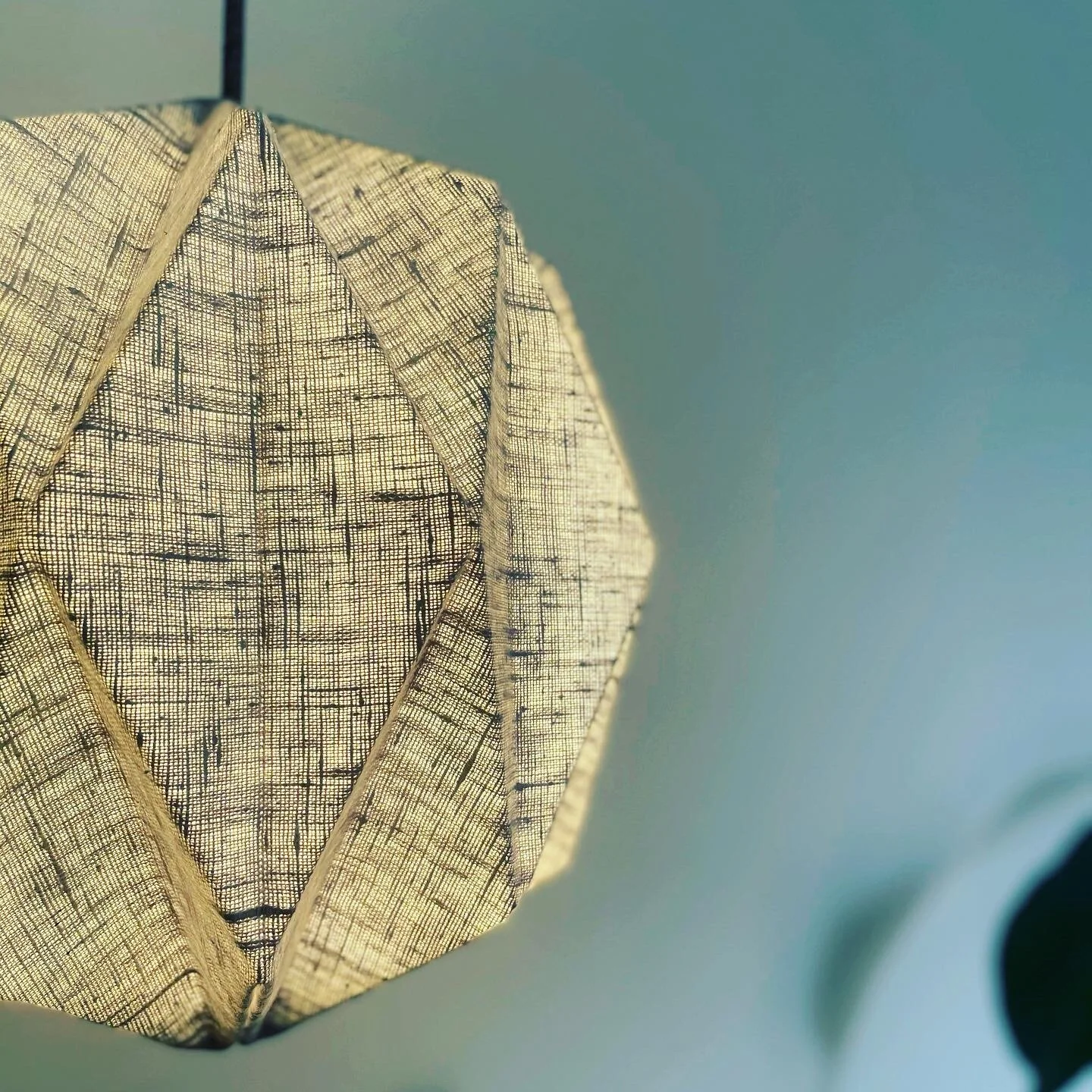 Oblique medium pale duck egg linen lamp shade