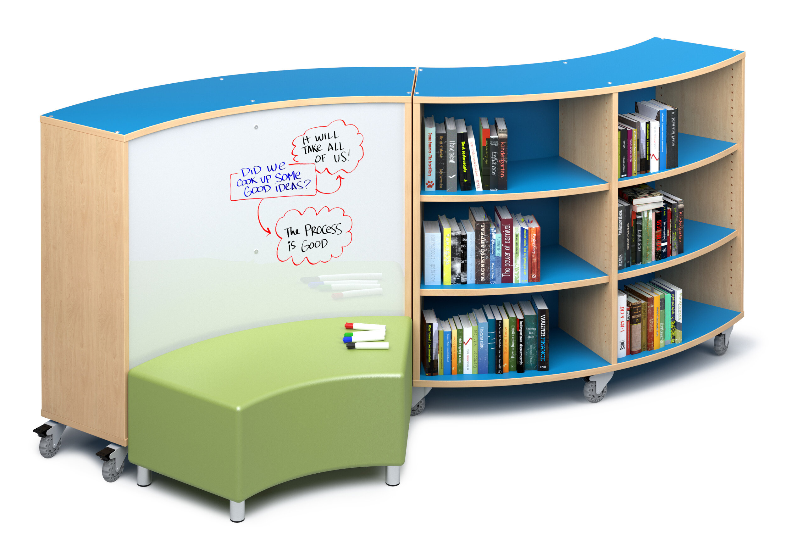 CURVED SHELVING - BENCHES - MARKER BOARD.JPG