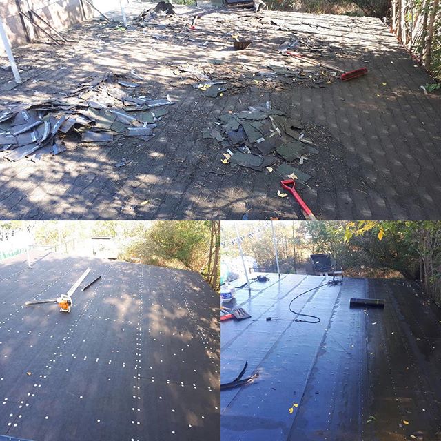 ITS!!! #flatrooffriday this was an ugly job!! But we know how to beautify these little low slope #roofs. This is a two ply system (final layer not shown) that works for many different flat/low slope roof applications. The previous roofers thought it 