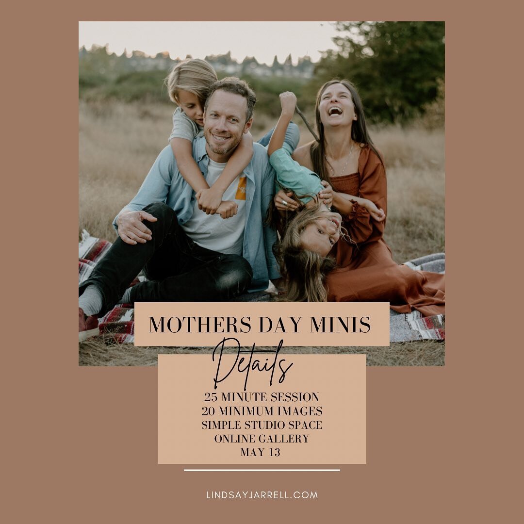 I have a spot left for Mother&rsquo;s Day sessions this Saturday!!!! Come join me to start your mothers days weekend off together with your little (or big) ones!!!