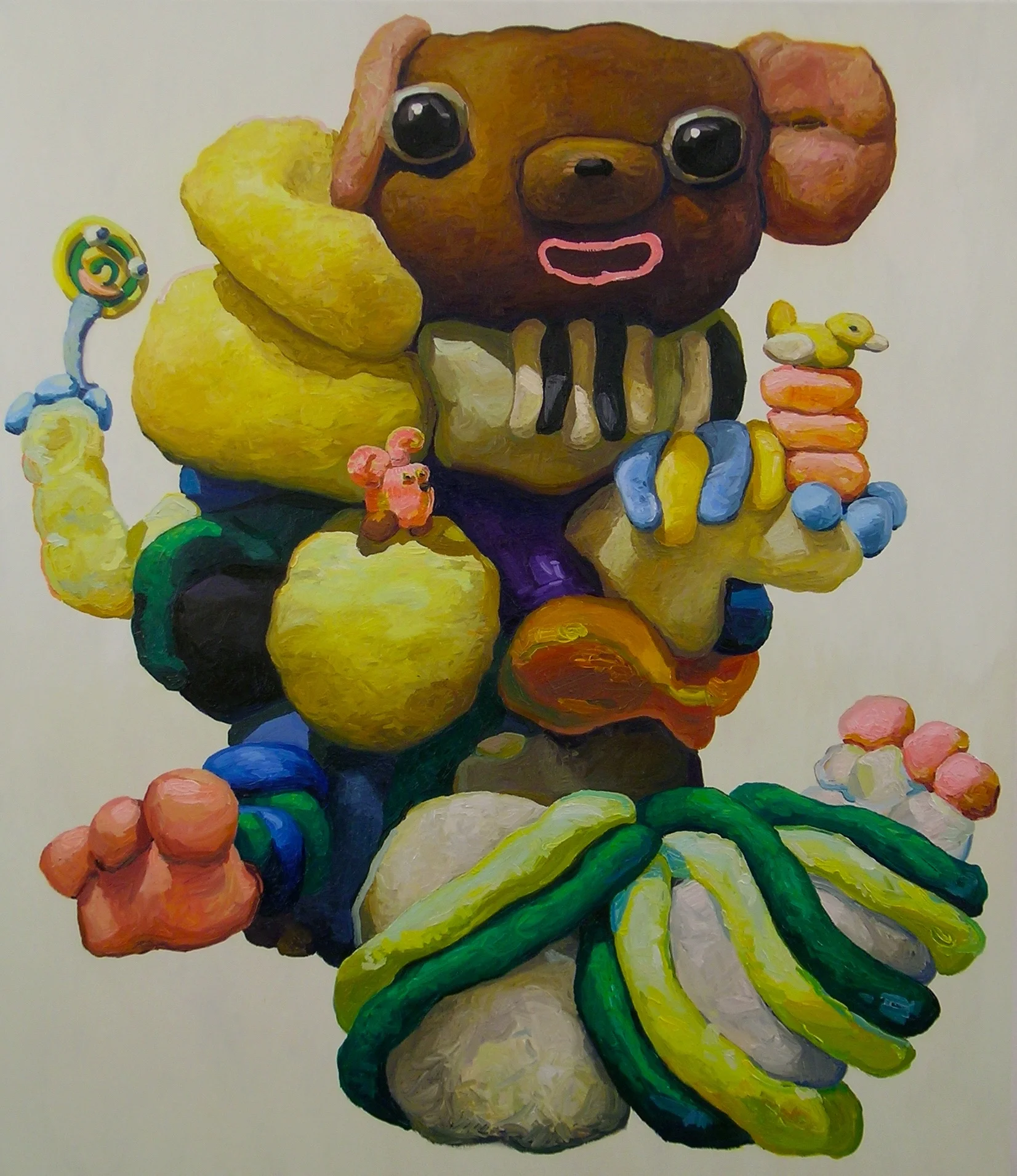 Peter Opheim, "Mouse and Pink Rabbit", 75" by 65", oil/canvas, 2015 (#279)
