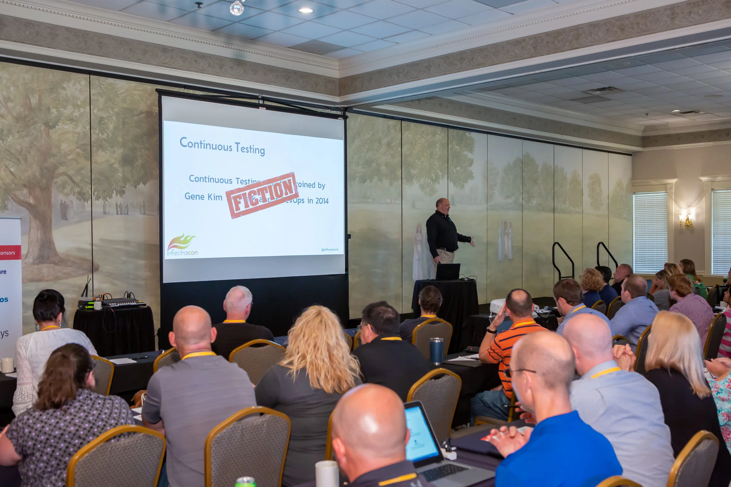 Jeffery Payne (Coveros) speaking at InflectraCon 2019, Cincinnati, OH, USA.
