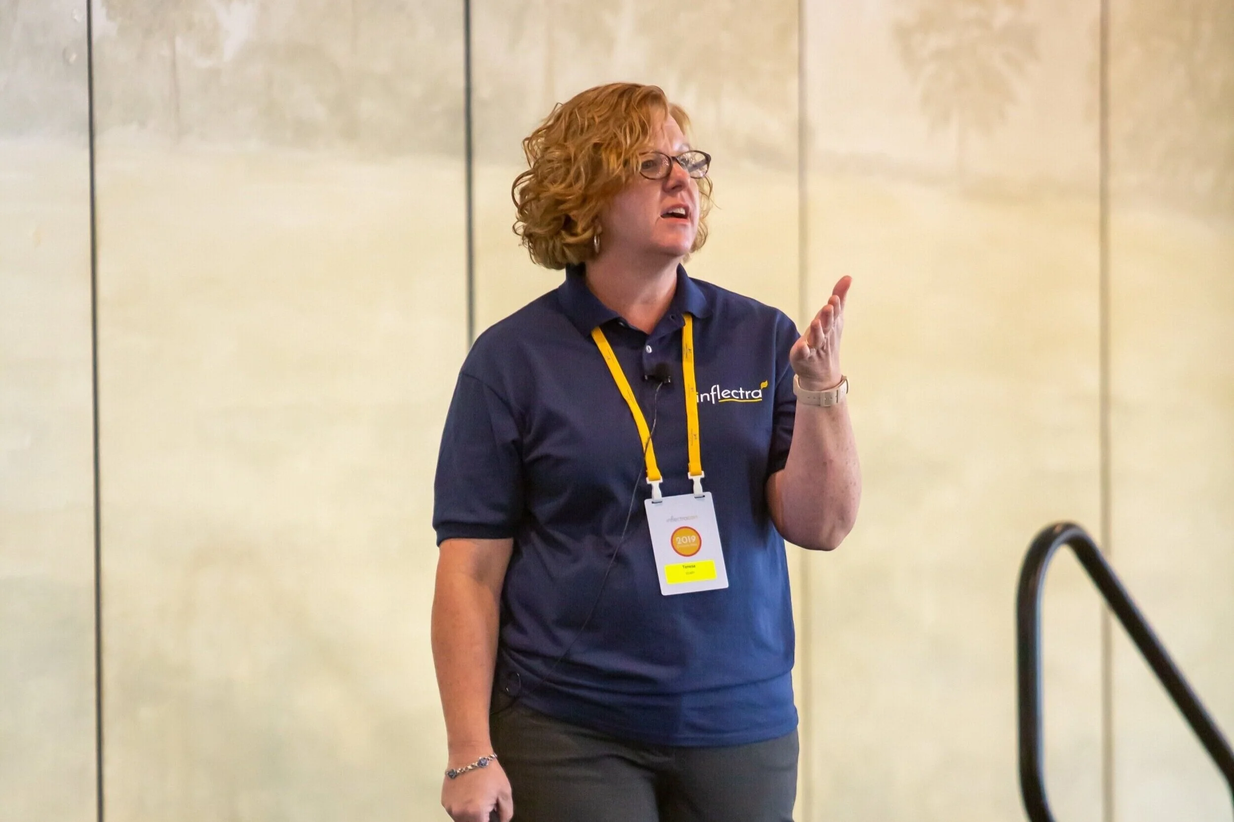 Teresa Langston of Inflectra speaking at InflectraCon 2019, Cincinnati, OH, USA.