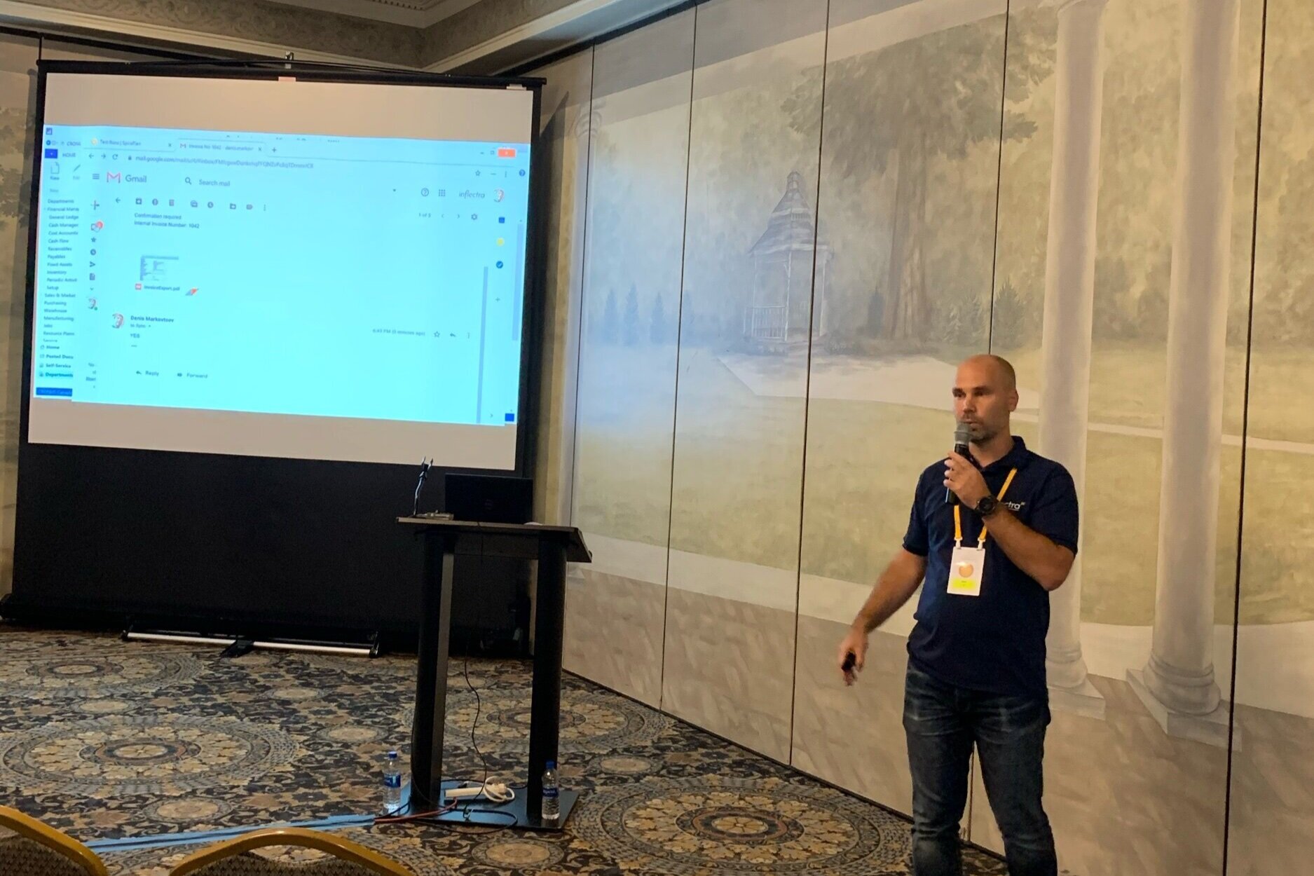 Denis Markovtsev (Inflectra) speaking at InflectraCon 2019, Cincinnati, OH, USA.