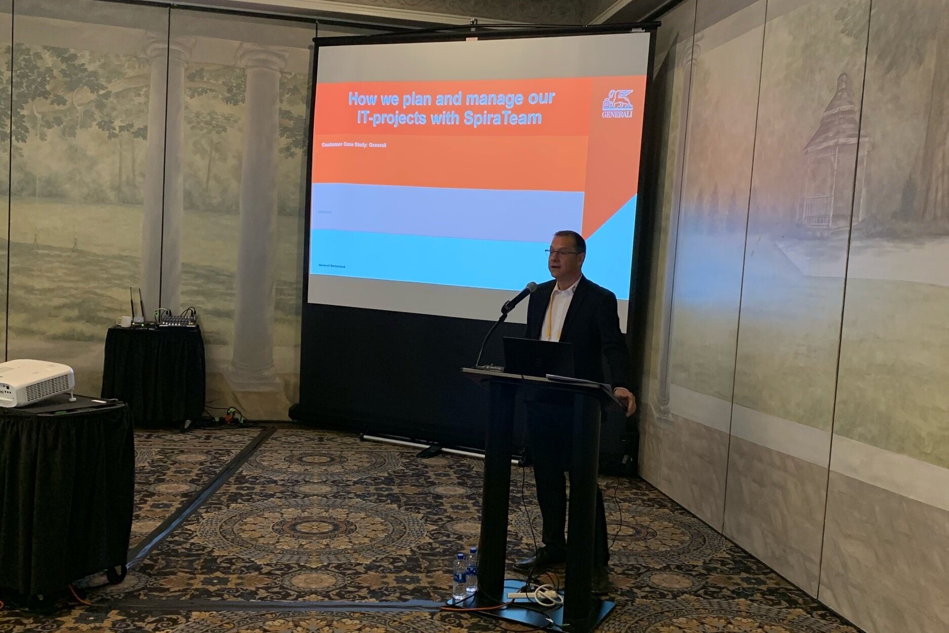 Andreas Eckerle of Generali Insurance presenting at InflectraCon 2019, Cincinnati, OH, USA.