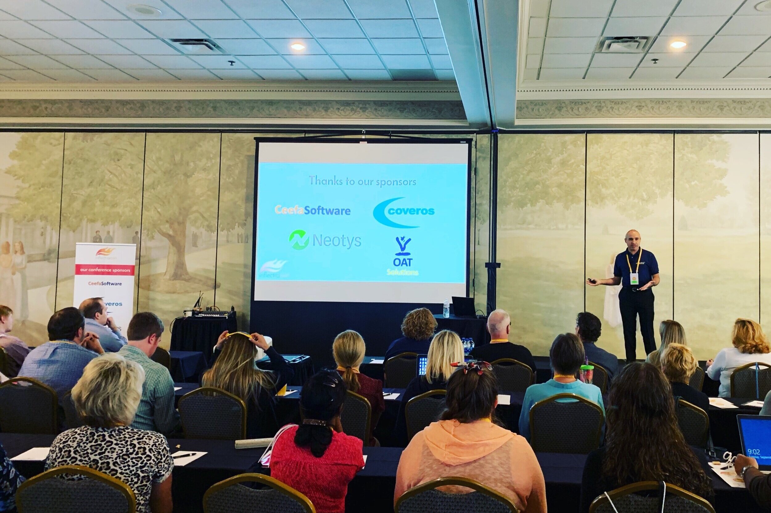 Adam Sandman presenting InflectraCon’s 2019 Sponsors in Cincinnati, OH, USA