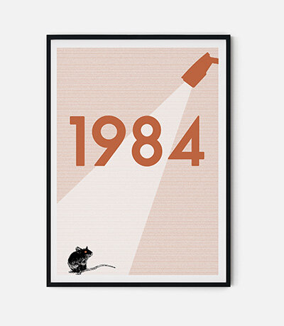 1984 by George Orwell Lit Print - Orange