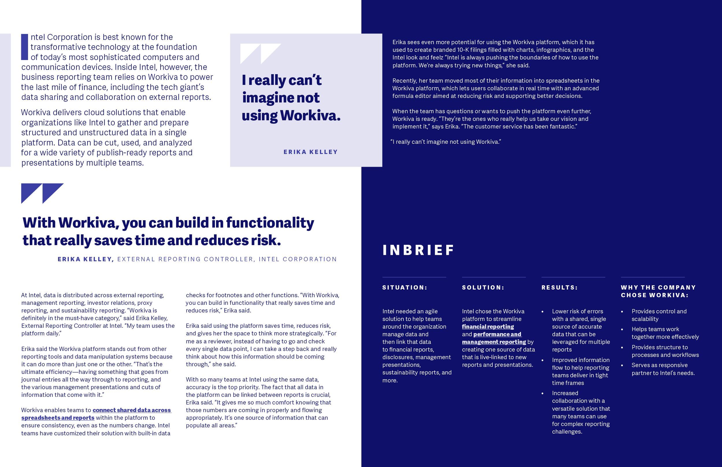 Customer facing product collateral spread: Middle spread