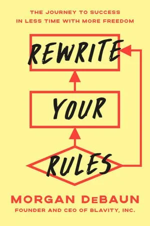 Book cover titled 'Rewrite Your Rules' by Morgan Deaun, founder and CEO of Blavity, Inc. with a yellow background and red text and arrows.