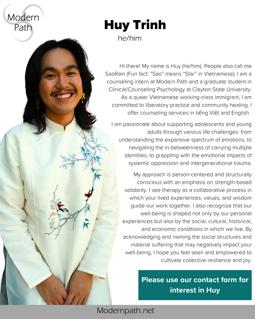 Introducing our Counseling Student Intern Huy Trinh