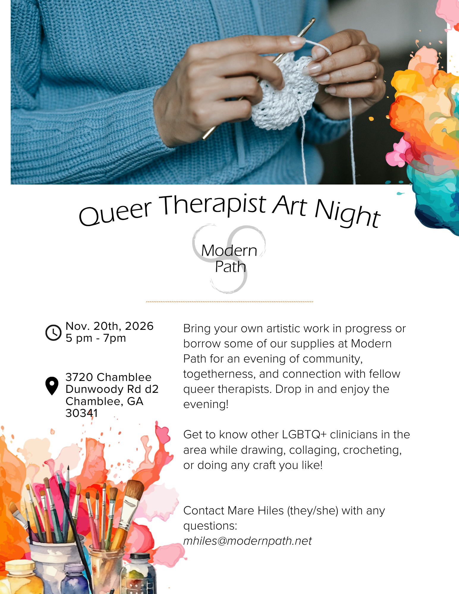 November 2026 Edition Queer Therapist Art Night