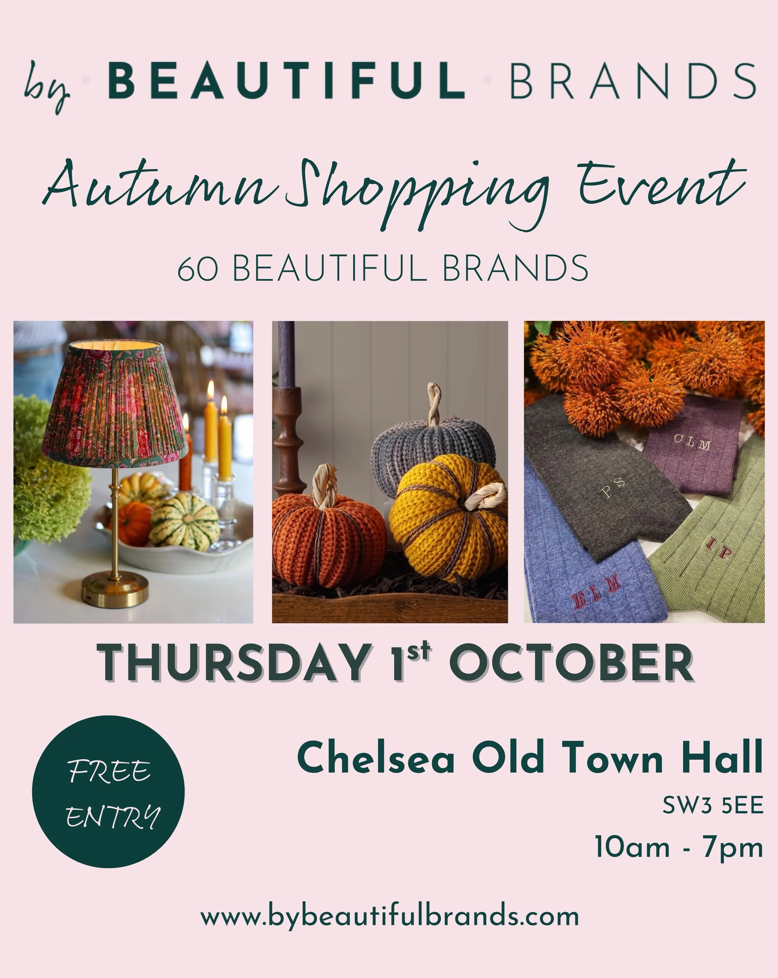 📣 S A V E &bull; T H E &bull; D A T E 📣

📍Thursday 1st October 
📍Chelsea Old Town Hall 
📍10am - 7pm
📍60 beautiful brands 

#autumnshoppingevent #supportsmallbusiness #chelseaoldtownhall #bybeautifulbrands