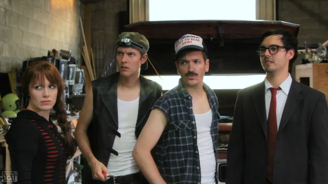 whitneyavalon :
Qwerty ( Whitney Avalon ), Soldering Iron (Justin Johnson), Big Rig (Luke Barats), and Soggy Biscuit ( Bobby Miller ) in CAR-JUMPER 2 .
Hey! If you haven’t seen this episode, check it out !!!