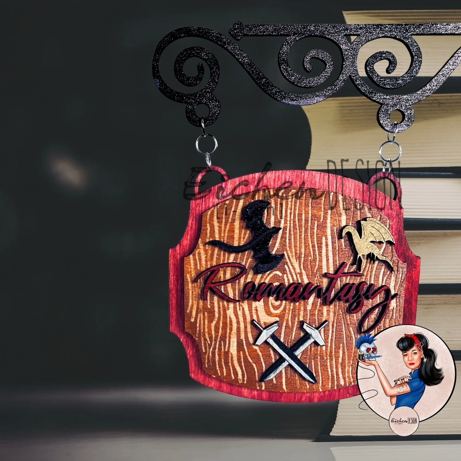 Bookshelf Tavern Sign - Romantasy Dragons Castle Sword Dagger (Copy)