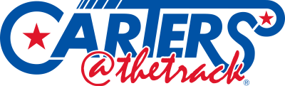 Logo for 'Carriers @TheTrack' with the word 'Carriers' in bold blue and 'at the track' in red cursive underneath