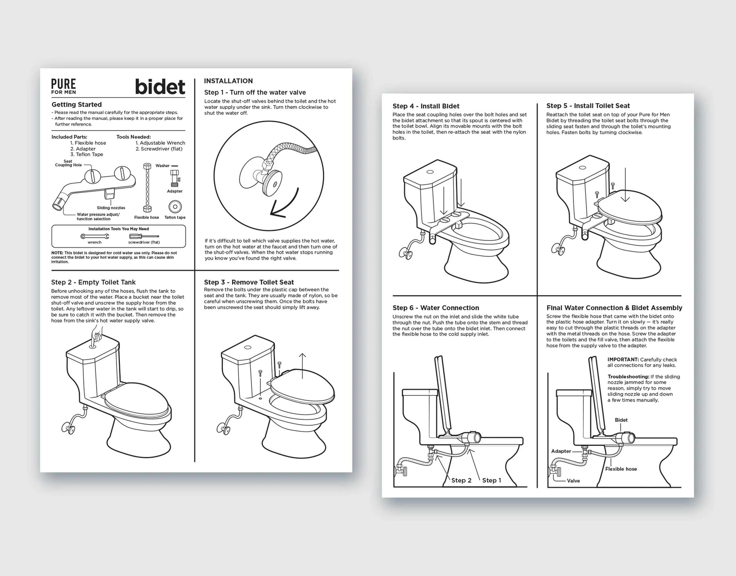 Print: Pure For Men Bidet Instructions