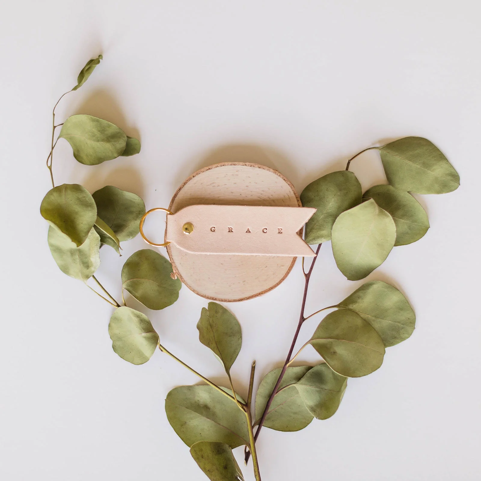Hand-stamped Leather Key Chains