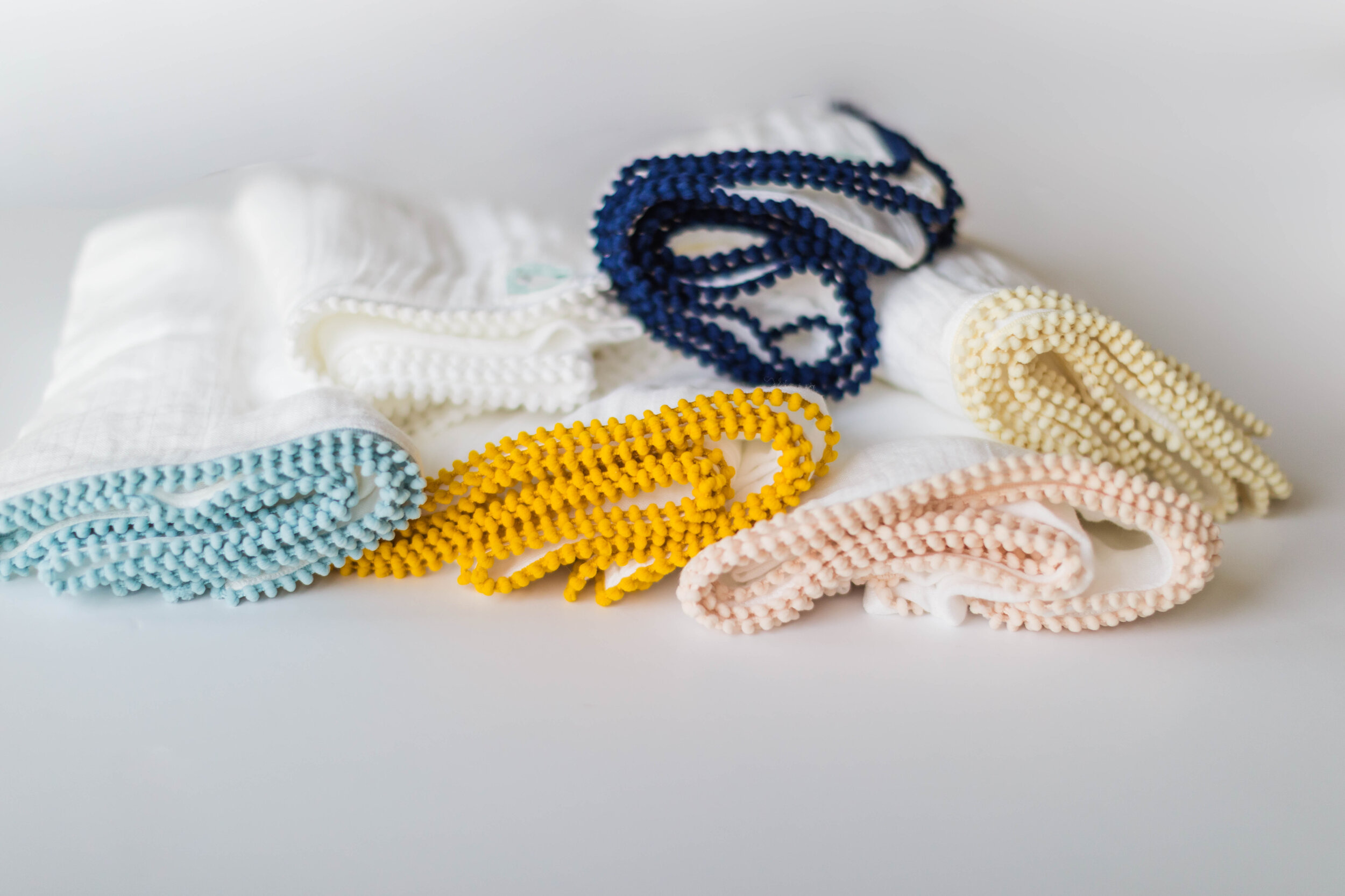 Organic Bamboo Small Pom Blanket 