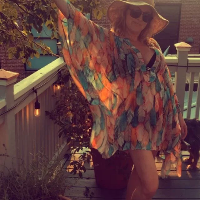 Onward to Fishtown Yacht Club! Who&rsquo;s with me? @xoxotique @spoonflower .
.
#beachcoverup #beachwear #modernbohemian #cityscape #love #beachlunchlounge #summer #fashion #handmade #sewingismysuperpower #sewingskills #selfdrafted #instasew #makersg