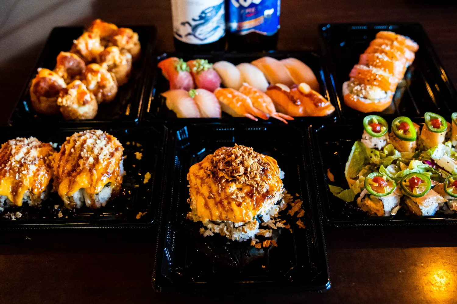 An assortment of Sushi Ave sushi, nigiri and signature rolls
