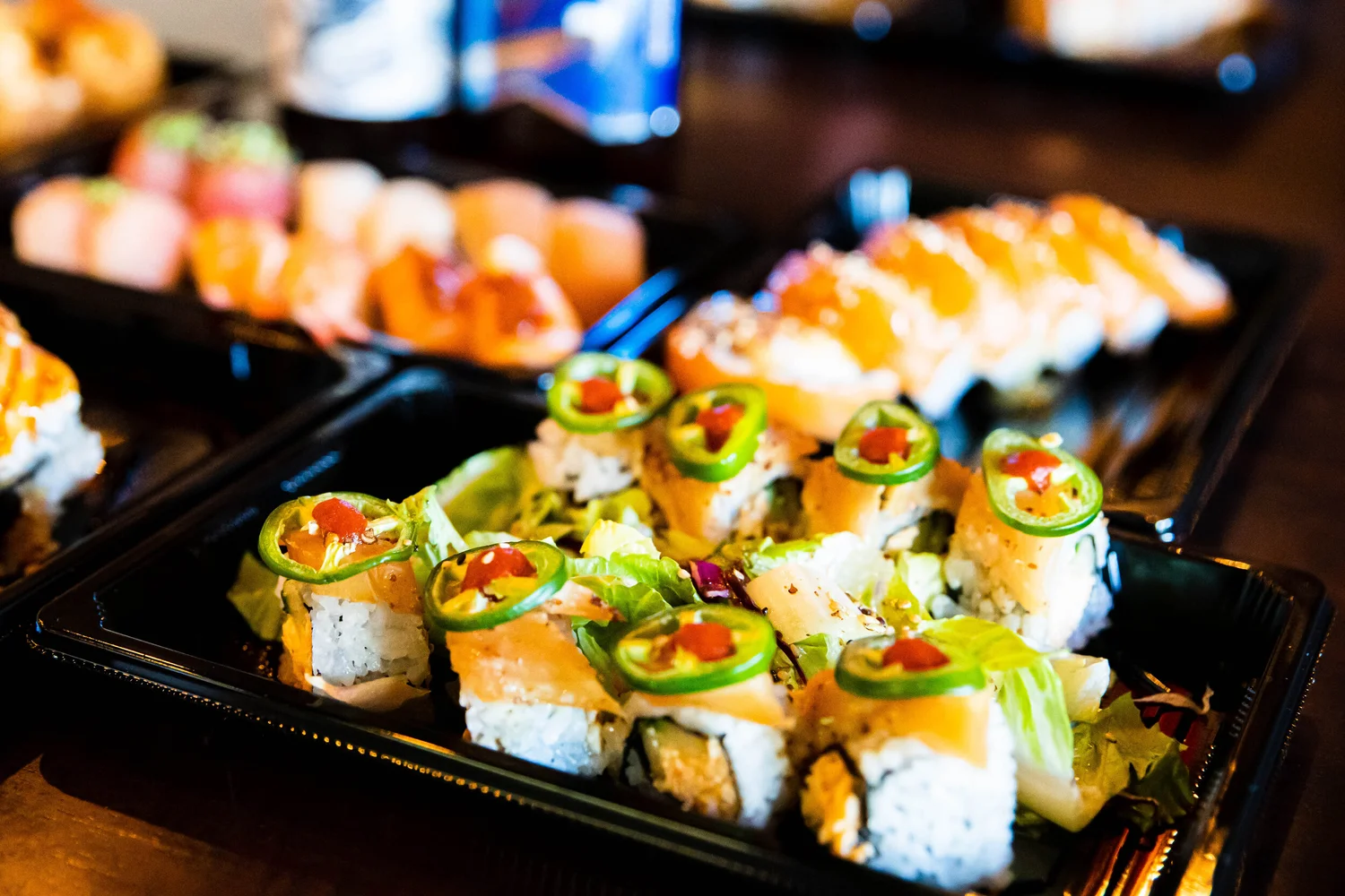 Freshly prepared specialty sushi rolls
