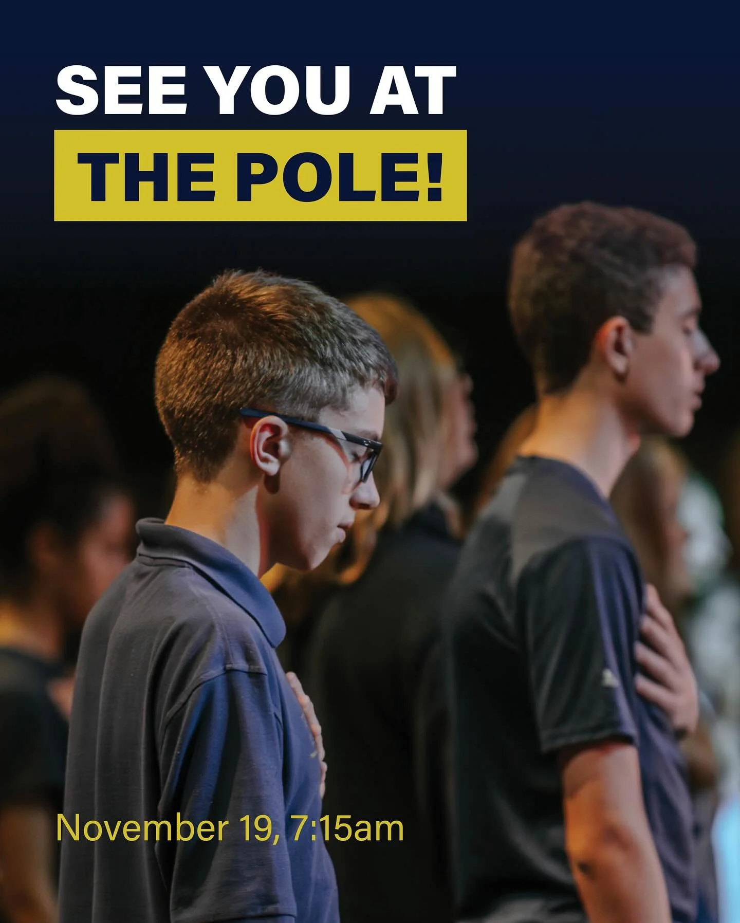 Join us as we start the day in prayer as we gather at the flagpole to lift up our school and nation.

📍 See You at the Pole
📅 Wednesday, Nov. 19 at 7:15 AM