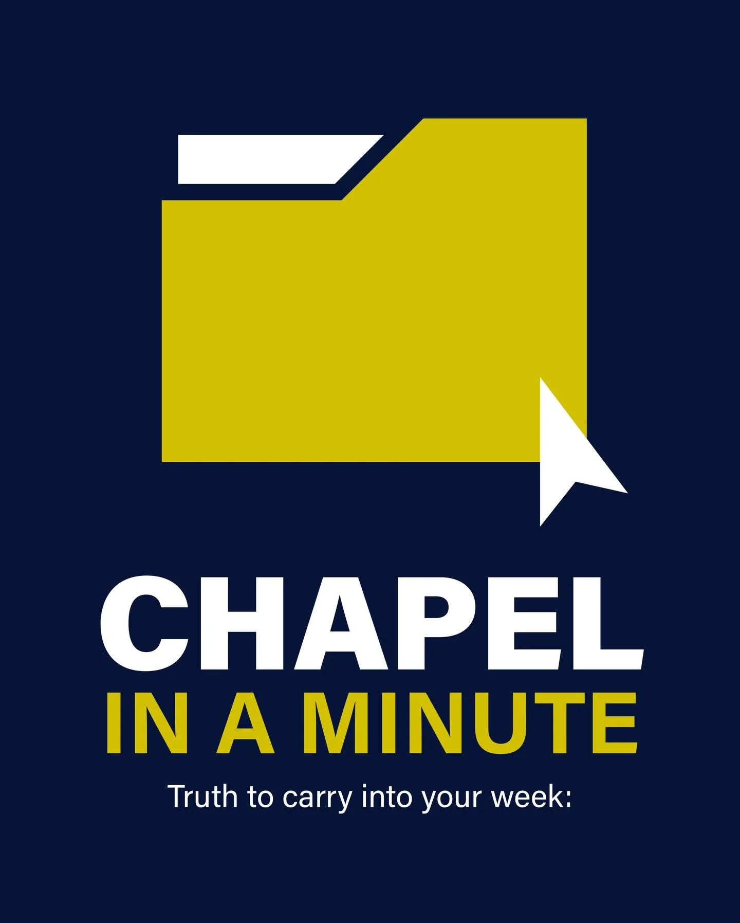 👉 A one minute reflection of last week&rsquo;s chapel message for you to carry into this week.

Join us @calvaryflyouth this Wednesday for more 🤝🧡🌟